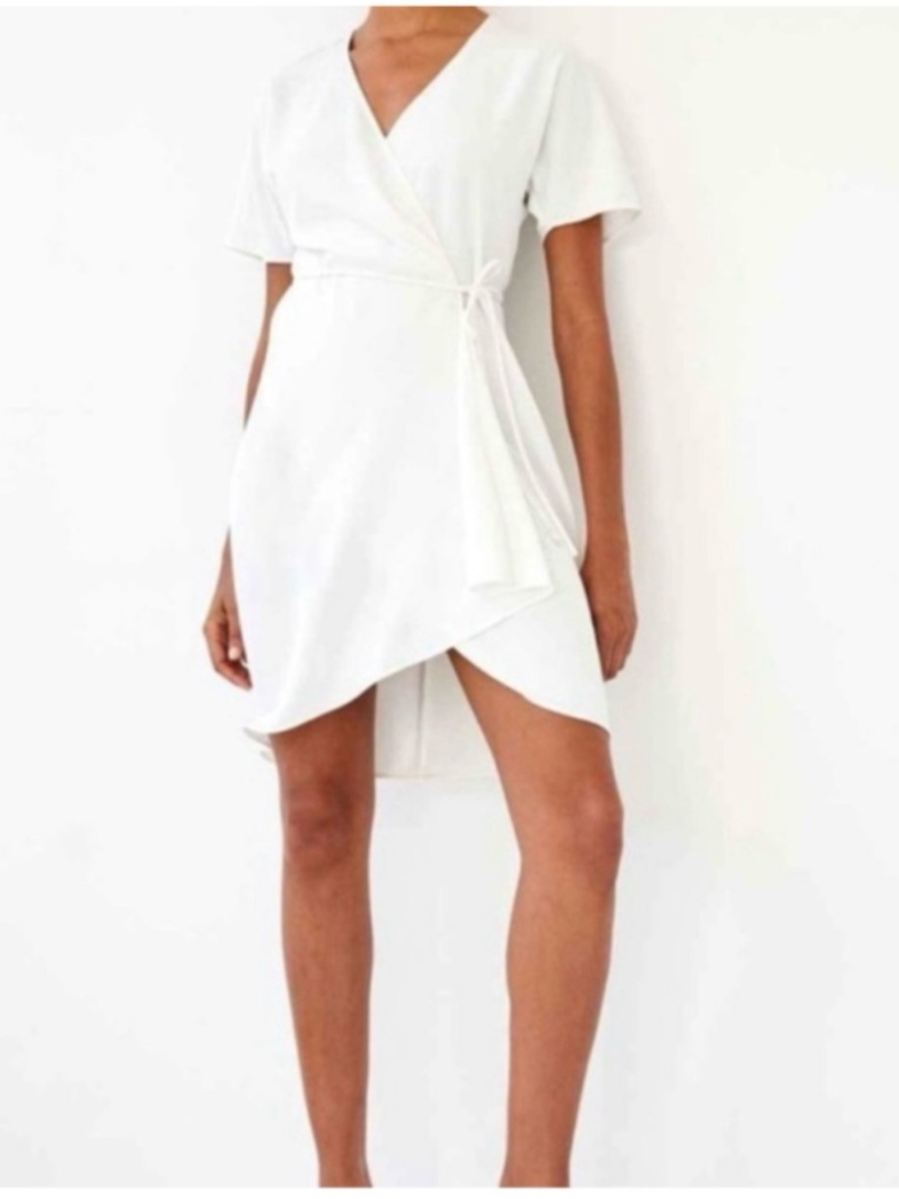 Aritzia NWT Babaton Wallace White Mini Wrap Dress